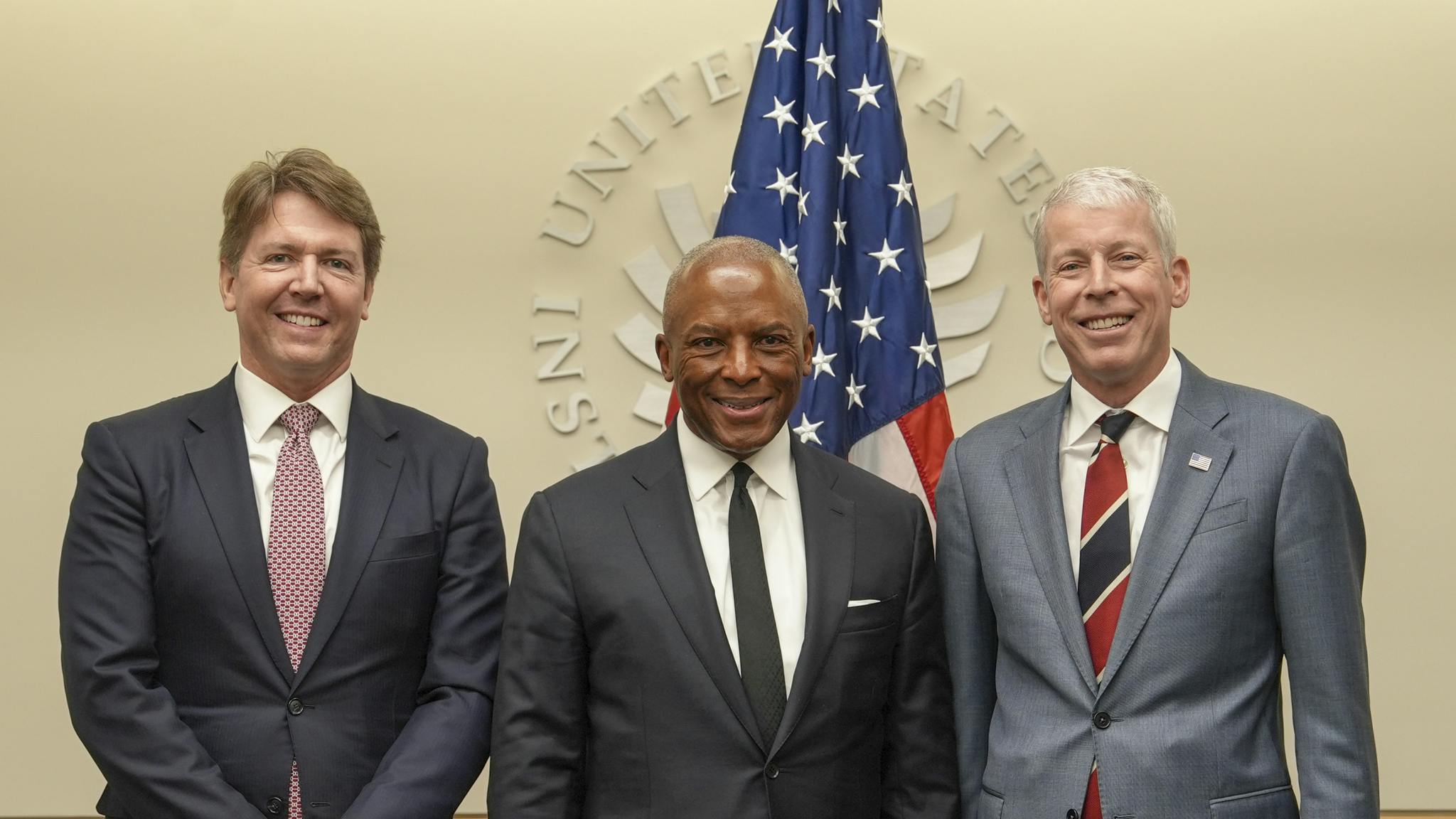 (Left to right) DOE Office of Energy Dominance Financing Director Greg Beard, Southern Chairman, President & CEO Chris Womack, Department of Energy Secretary Chris Wright.