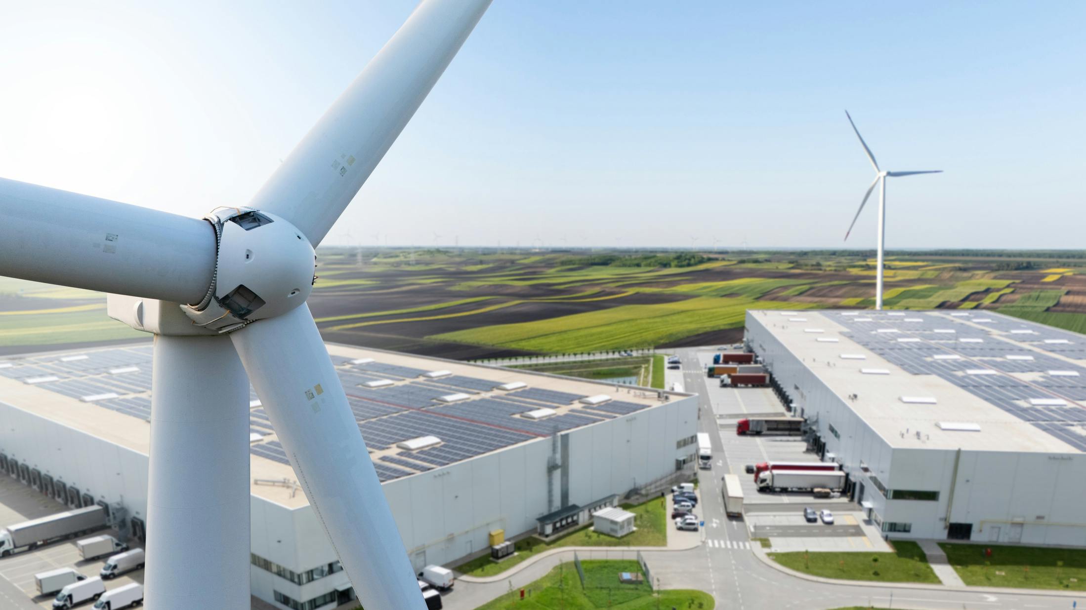 wind turbines and solar on rooftop
