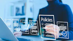 Conceptual image of woman at a laptop looking at virtual documents. Conceptual image of woman at a laptop looking at virtual documents.