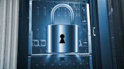 Concept image of a lock in front of a server for cyberattack prevention. Concept image of a lock in front of a server for cyberattack prevention.