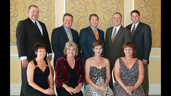 Directors for the coming year include standing Perry Lubbers Trail King Industries Ken Nash Ferree Trailers Tracey Maynor VT Specialized Vehicles Corp Dick Giromini Wabash National and Dan Giles Fontaine Trailer Company Shown with them are Dawn Lubbers Diane Nash Jamie Maynor and Hilda Giromini