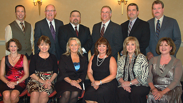 This yearrsquos slate of TTMA officers and their wives include left to right Daniel Tremblay and Reneacutee Brasseur Tremcar Menno and Karen Eby MH Eby Inc Andy amp Missy Tanner Talbert Manufacturing Dick and Hilda Giromini Wabash National Corporation Jeff and Michele Sims TTMA and Grant and Holly Smith WestMark