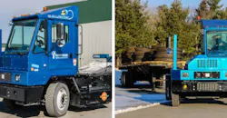 Orange EV yard truck Orange EV yard truck