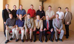 Attending the TTMA Engineering committee are seated left to right Rick Mullininx Great Dane Trailers Jeff Thompson Timpte Inc Dan Giles Fontaine Trailer Company John Pierce East Manufacturing Corp Glenn Harney Hyundai Translead and Gary Fenton Stoughton Trailers LLC Standing left to right are Jeff Sims TTMA George Gauntt Kentucky Trailer Mark Roush Vanguard National Trailer Corp John Rust Trail King Industries Inc Jeff Ingels XL Specialized Trailers Charlie Fetz Great Dane Trailers Christian Lee Hyundai Tr Attending the TTMA Engineering committee are seated left to right Rick Mullininx Great Dane Trailers Jeff Thompson Timpte Inc Dan Giles Fontaine Trailer Company John Pierce East Manufacturing Corp Glenn Harney Hyundai Translead and Gary Fenton Stoughton Trailers LLC Standing left to right are Jeff Sims TTMA George Gauntt Kentucky Trailer Mark Roush Vanguard National Trailer Corp John Rust Trail King Industries Inc Jeff Ingels XL Specialized Trailers Charlie Fetz Great Dane Trailers Christian Lee Hyundai Tr