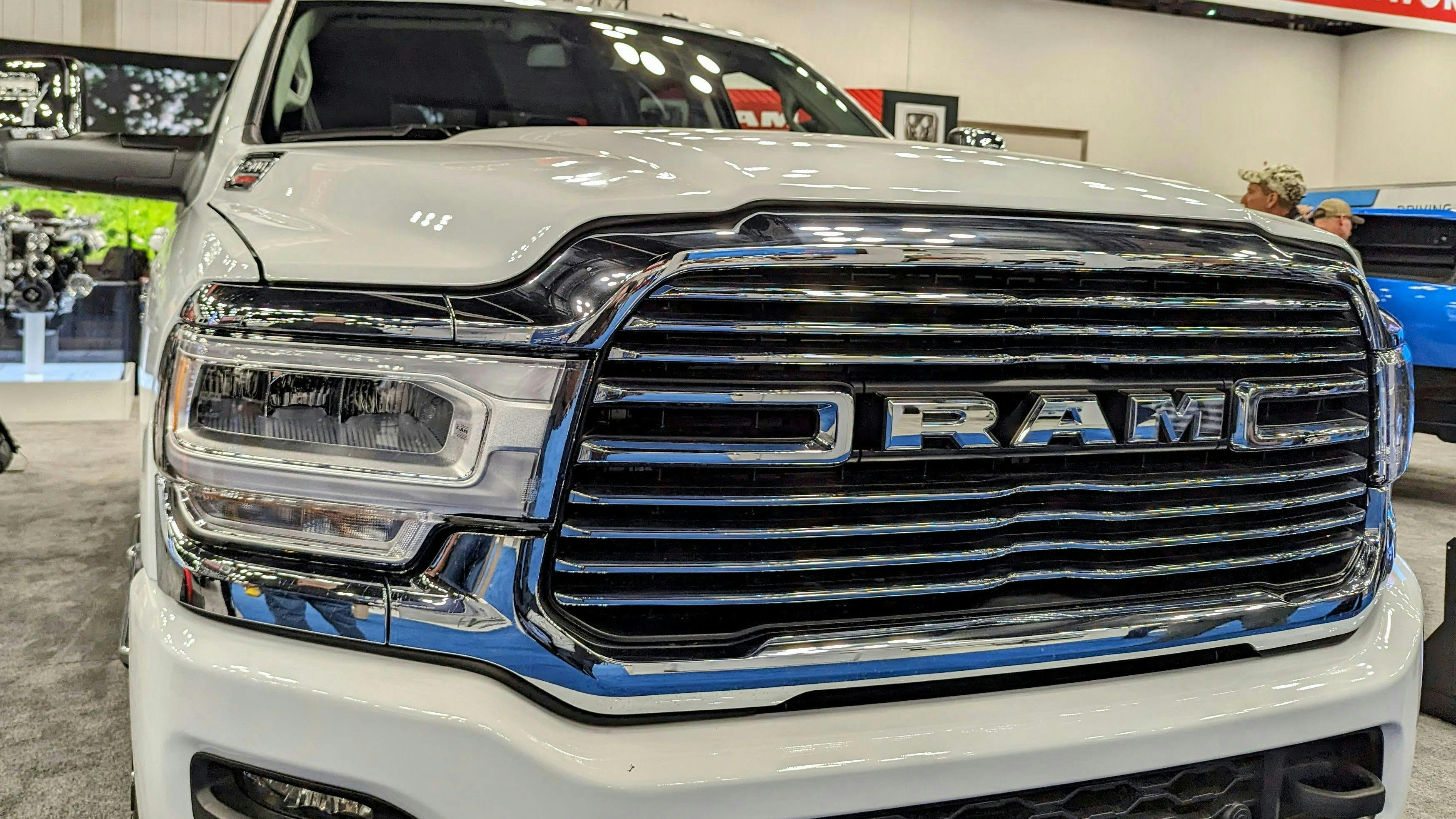 A Ram truck on display during NTEA&rsquo;s 2024 Work Truck Week, where Stellantis launched its new Ram Professional brand.