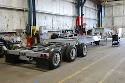 A newly completed Kalyn Siebert extendable ISO chassis trailer awaits delivery to new customer Quality Carriers. A newly completed Kalyn Siebert extendable ISO chassis trailer awaits delivery to new customer Quality Carriers.