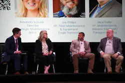 Left to right: Amanda Schuier, strategic maintenance director for Jetco Delivery and TMC General Chair; Joe Phillips, VP of Fleet Maintenance and Equipment for Eagle Transport; Nick Forte, VP of Maintenance for Stevens Transport. Left to right: Amanda Schuier, strategic maintenance director for Jetco Delivery and TMC General Chair; Joe Phillips, VP of Fleet Maintenance and Equipment for Eagle Transport; Nick Forte, VP of Maintenance for Stevens Transport.