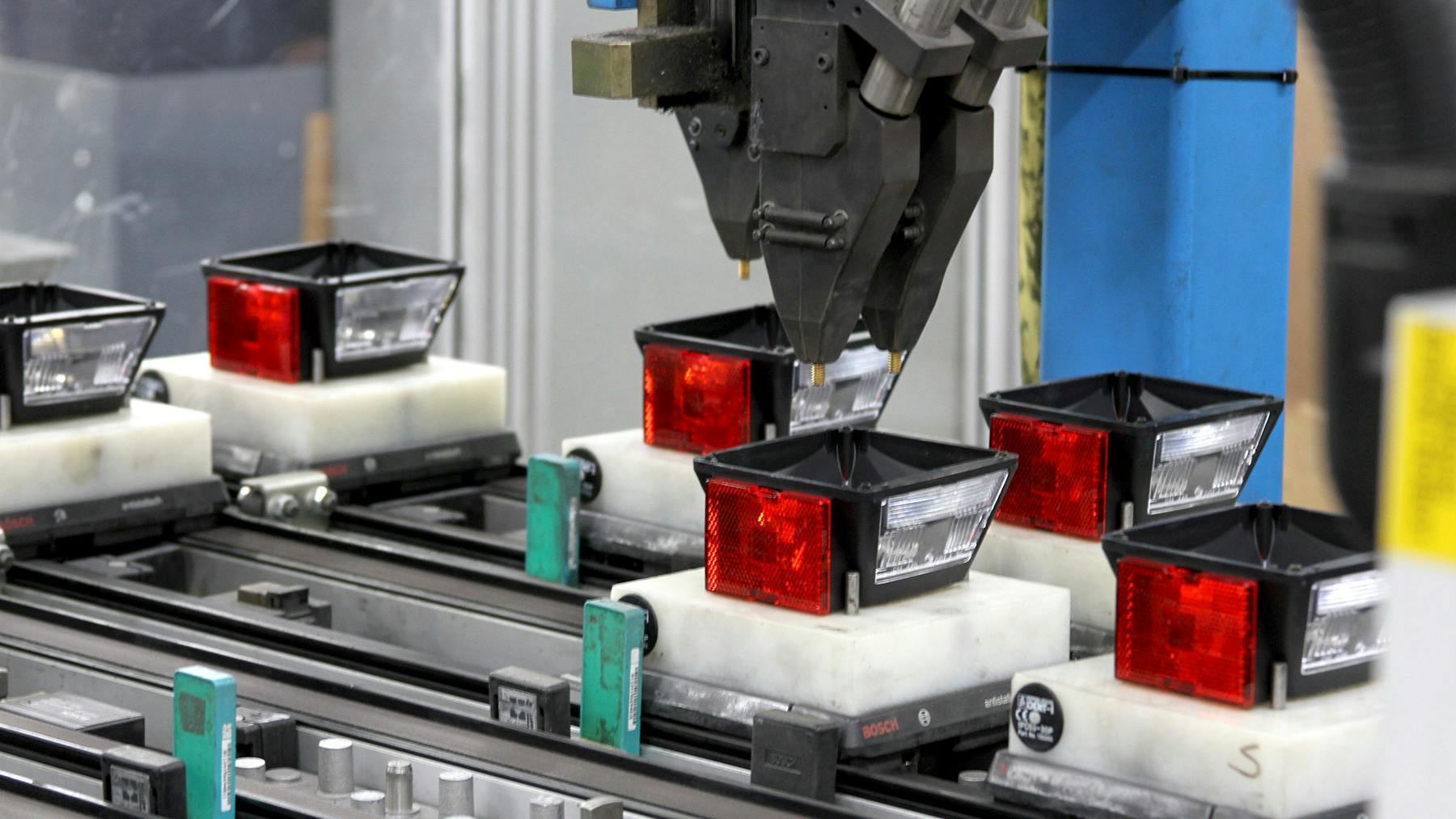 Peterson 440 series combination rear lights on the assembly line.
