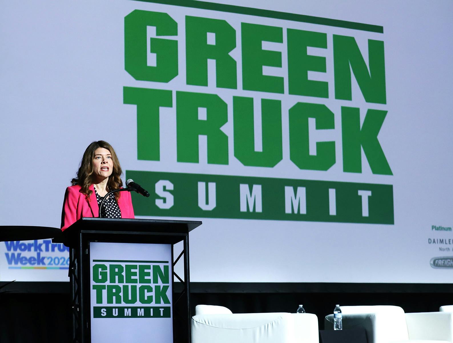 Green Truck Summit, the commercial vehicle technology conference that kicks off Work Truck Week, is growing and will become Future Truck Summit in 2027. Emily Korns, NTEA Board member, chair of NTEA's Education Committee and president of J&J Truck Bodies and Trailers, announced the changes during Green Truck Summit on March 10.