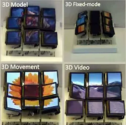 3-D display screen tilts along multiple axes 3-D display screen tilts along multiple axes
