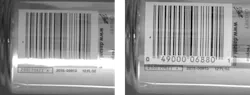 Figure 3: The printed number under the barcode is not readable in the left-hand image but is clear in the right image using crossed polarizing filters. Figure 3: The printed number under the barcode is not readable in the left-hand image but is clear in the right image using crossed polarizing filters.