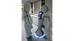 Figure 1: The GreetBot, manufactured by OrionStar, has been deployed in Chinese hospitals treating patience for the COVID-19 disease. Figure 1: The GreetBot, manufactured by OrionStar, has been deployed in Chinese hospitals treating patience for the COVID-19 disease.