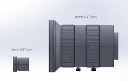 Figure 2: Two imaging lenses with the same angular FOV designed for different sensor sizes. Note the vast size difference between the two lenses. Figure 2: Two imaging lenses with the same angular FOV designed for different sensor sizes. Note the vast size difference between the two lenses.