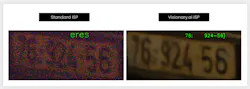 Figure 5: The Visionary.ai denoiser achieved precision of 93.03%, compared with 86.96% precision with the classical denoiser and 65.42% with no denoiser. The test focused on an extreme lighting situation where most of the detection problems occur and where most systems fail. (Photo courtesy of Visionary.ai.) Figure 5: The Visionary.ai denoiser achieved precision of 93.03%, compared with 86.96% precision with the classical denoiser and 65.42% with no denoiser. The test focused on an extreme lighting situation where most of the detection problems occur and where most systems fail. (Photo courtesy of Visionary.ai.)