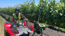 Figure 2: The camera system from Bloomfield Robotics collects images as an employee at Gloria Ferrer is in the field completing another task. Figure 2: The camera system from Bloomfield Robotics collects images as an employee at Gloria Ferrer is in the field completing another task.