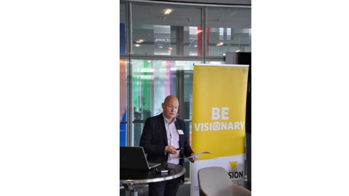 Figure 1: Mark Williamson, Chairman of the Board of VDMA Machine Vision, presents information on market forecasts for Europe during a press briefing about the upcoming VISION trade fair (October 8-10) in Stuttgart, Germany.