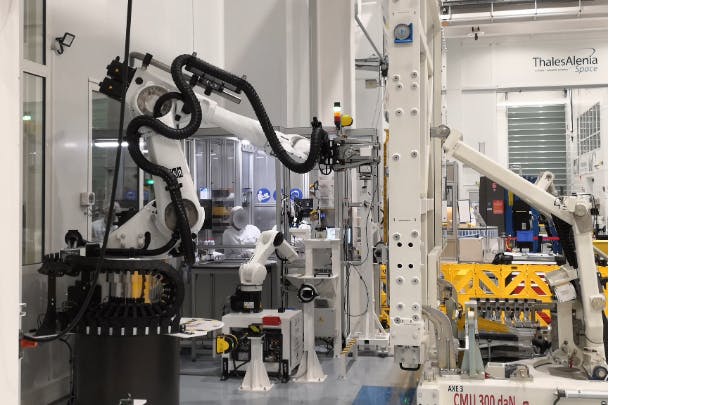 AKEOPLUS developed an inspection and installation system for Thales Alenia Space. The system utilizes machine vision and robotics to inspect and install optical solar reflectors on solar panels built for space satellites.