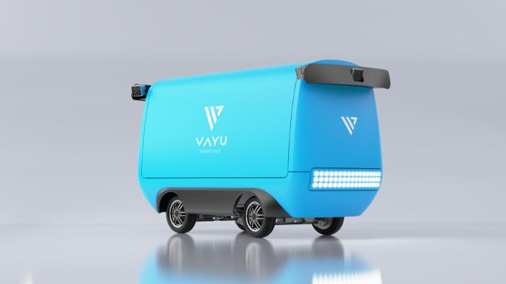Figure 1: Vayu Robotics launched a mobile robot designed to deliver goods autonomously and affordably at scale.