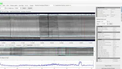 Figure 4: Intensity view and corresponding profile from Transverse Profiling System showing a section of concrete pavement. Figure 4: Intensity view and corresponding profile from Transverse Profiling System showing a section of concrete pavement.