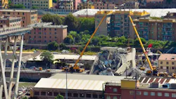 Figure 1: On August 14, 2018, the Ponte Morandi, a major highway viaduct in Genoa, Italy, collapsed during a rainstorm, killing 43 people. Insufficient maintenance was suspected to be a cause for the disaster Figure 1: On August 14, 2018, the Ponte Morandi, a major highway viaduct in Genoa, Italy, collapsed during a rainstorm, killing 43 people. Insufficient maintenance was suspected to be a cause for the disaster
