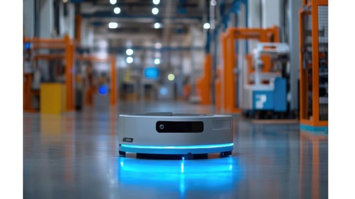 A small robot guided by LiDAR. By collapsing complex optics into a single silicon photonics platform, LiDAR becomes affordable while remaining reliable and high‑performing.