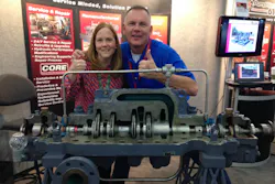 Editor Lori Ditoro and Best Pump Works’ Andy Martin during the 2015 Pump & Turbomachinery Symposia at the Best Pump Works/PumpWorks 610 booth Editor Lori Ditoro and Best Pump Works’ Andy Martin during the 2015 Pump & Turbomachinery Symposia at the Best Pump Works/PumpWorks 610 booth