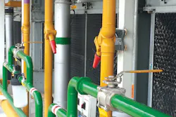 Piping arrangement for evaporative condenser cooler. All images courtesy of Air Liquide Piping arrangement for evaporative condenser cooler. All images courtesy of Air Liquide