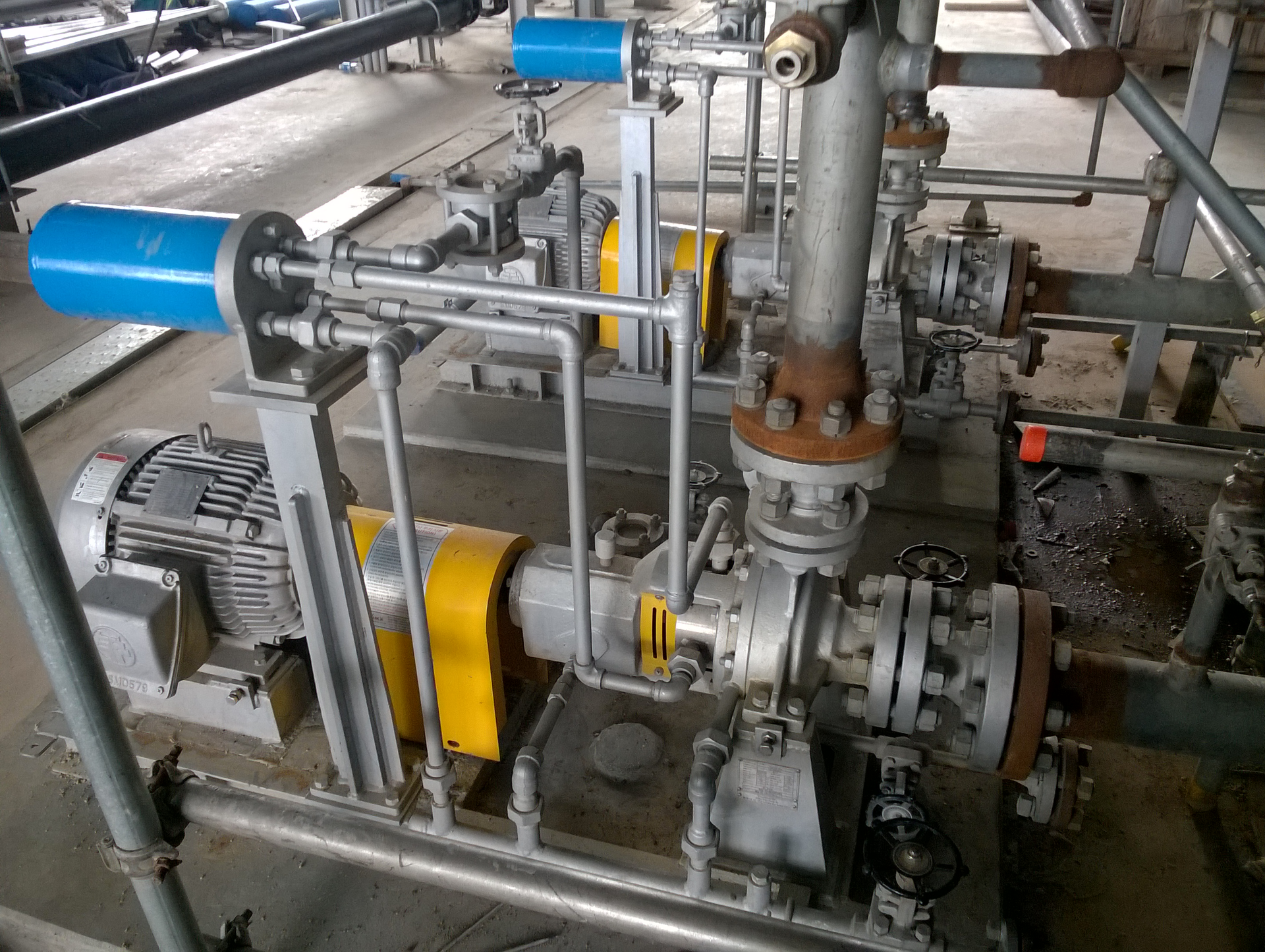 Figure 1. An example of a pump installation in a treatment plant. Many different pumps are needed in treatment plants and their selection, details, and installation have always been critical in the overall operation, reliability and performance of the plant.