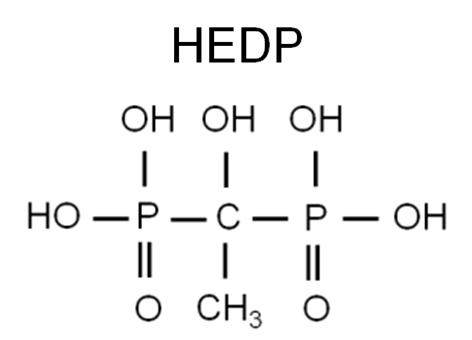 Figure 3. Two common phosphonates, 1-hydroxyethylidene-1,1-diphosphonic acid (HEDP), and 2-phosphono-butane-1,2,4-tricarboxylic acid (PBTC).