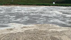 The aeration basin approximately four weeks after the supplemental bioaugmentation program was implemented. The aeration basin approximately four weeks after the supplemental bioaugmentation program was implemented.