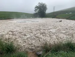 The aeration basin before the supplemental bioaugmentation program was implemented. The aeration basin before the supplemental bioaugmentation program was implemented.