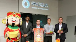 Ron Keating, Evoqua's Chief Executive Officer (right), was joined by Govindan Alagappan, Evoqua's VP and Managing Director for APAC (left), Hervé Fages, Evoqua's Executive Vice President and Applied Product Technologies Segment President (center left), and Keng Hoo Yeo, Operations Director for Evoqua (center right). Ron Keating, Evoqua's Chief Executive Officer (right), was joined by Govindan Alagappan, Evoqua's VP and Managing Director for APAC (left), Hervé Fages, Evoqua's Executive Vice President and Applied Product Technologies Segment President (center left), and Keng Hoo Yeo, Operations Director for Evoqua (center right).