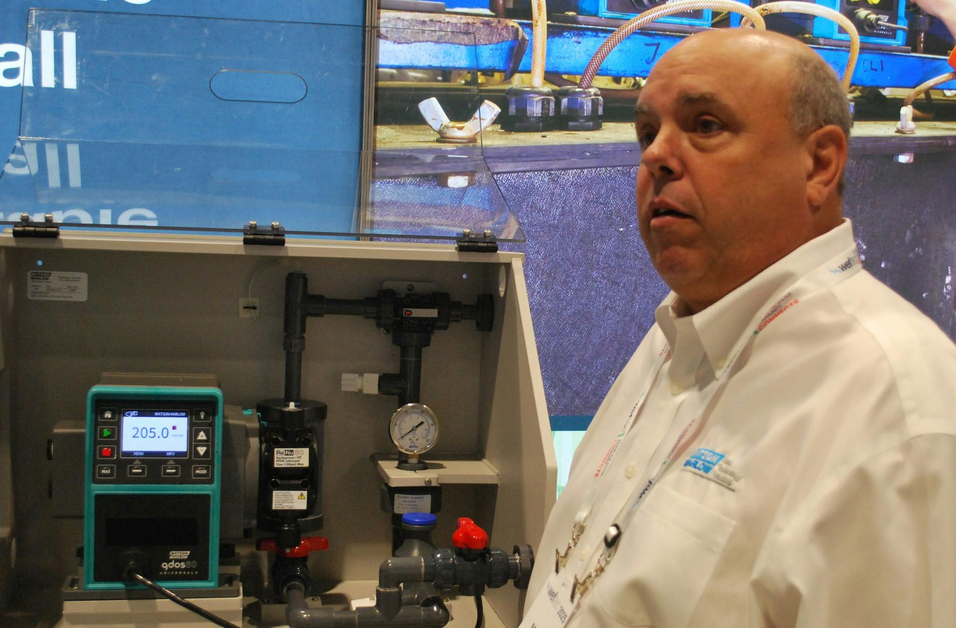 Mike St. Germain at the Watson-Marlow Fluid Technology Solutions booth at WEFTEC 2025.