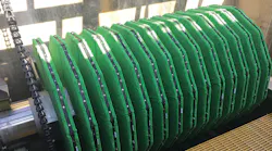 Each cloth media disk is 6.6 feet in diameter and provides an effective filtration area of 53.8 square feet, for a total filtration area of 1506.4 square feet. Each cloth media disk is 6.6 feet in diameter and provides an effective filtration area of 53.8 square feet, for a total filtration area of 1506.4 square feet.