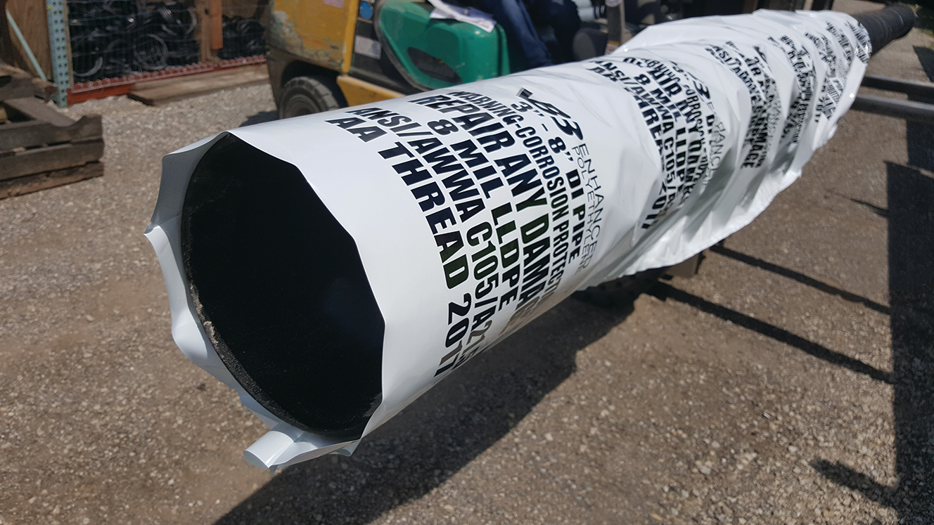 Enhanced polyethylene can protect ductile iron pipes from exterior corrosion.