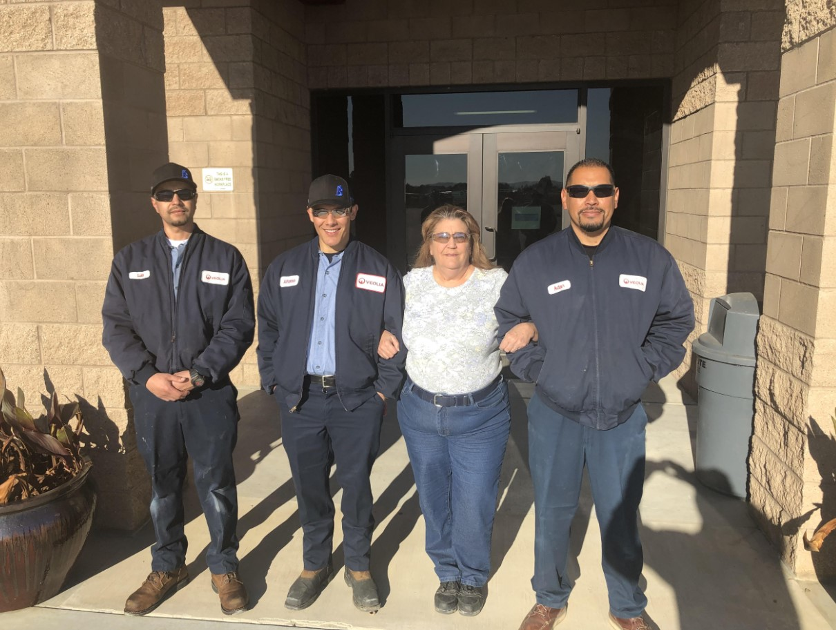 Plant Staff: Left to right: Luis Vasquez, AJ Castaneda, safety coordinator Jeri Cramer and Adan Cervantes.