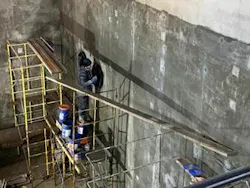 PENETRON slurry is easily and quickly applied by brush or spray to either side (positive/negative) of the concrete for comprehensive waterproofing. PENETRON slurry is easily and quickly applied by brush or spray to either side (positive/negative) of the concrete for comprehensive waterproofing.