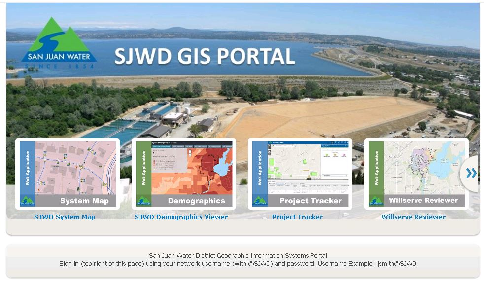 San Juan Water District&rsquo;s GIS portal.