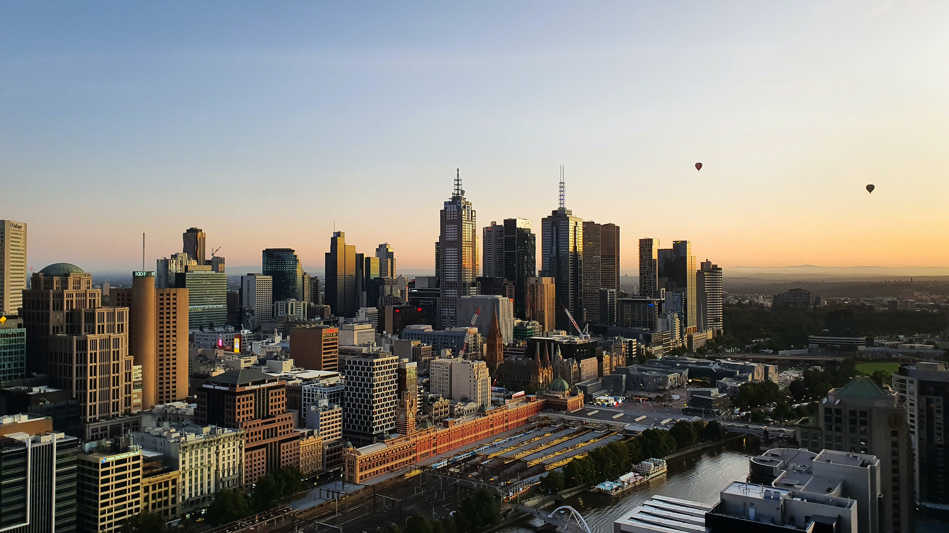 A skyline of Melbourne, Australia.