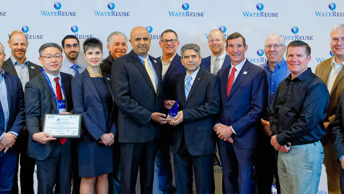 The Transformational Innovation Award recognized Carollo, Yokogawa Electric Corporation, LVMWD, the National Water Research Institute, Metropolitan Water District, U.S. Bureau of Reclamation, and IOSight.
