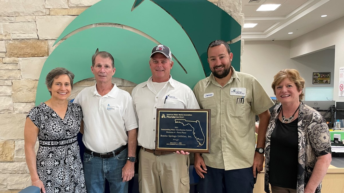 FSAWWA representatives presented the 2021 Division 4 Outstanding Water Distribution Award to BSU at a recent board meeting.