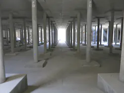 Over 50,000 cubic yards of concrete was placed for two new clearwells (supported by 612 columns) and chlorine contact chambers. Over 50,000 cubic yards of concrete was placed for two new clearwells (supported by 612 columns) and chlorine contact chambers.