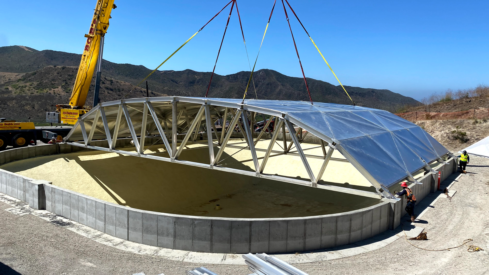 The refurbishment of Reservoir #1 at the Marine Corps Air Station at Camp Pendleton was completed in 2021 with the installation of a new roof.