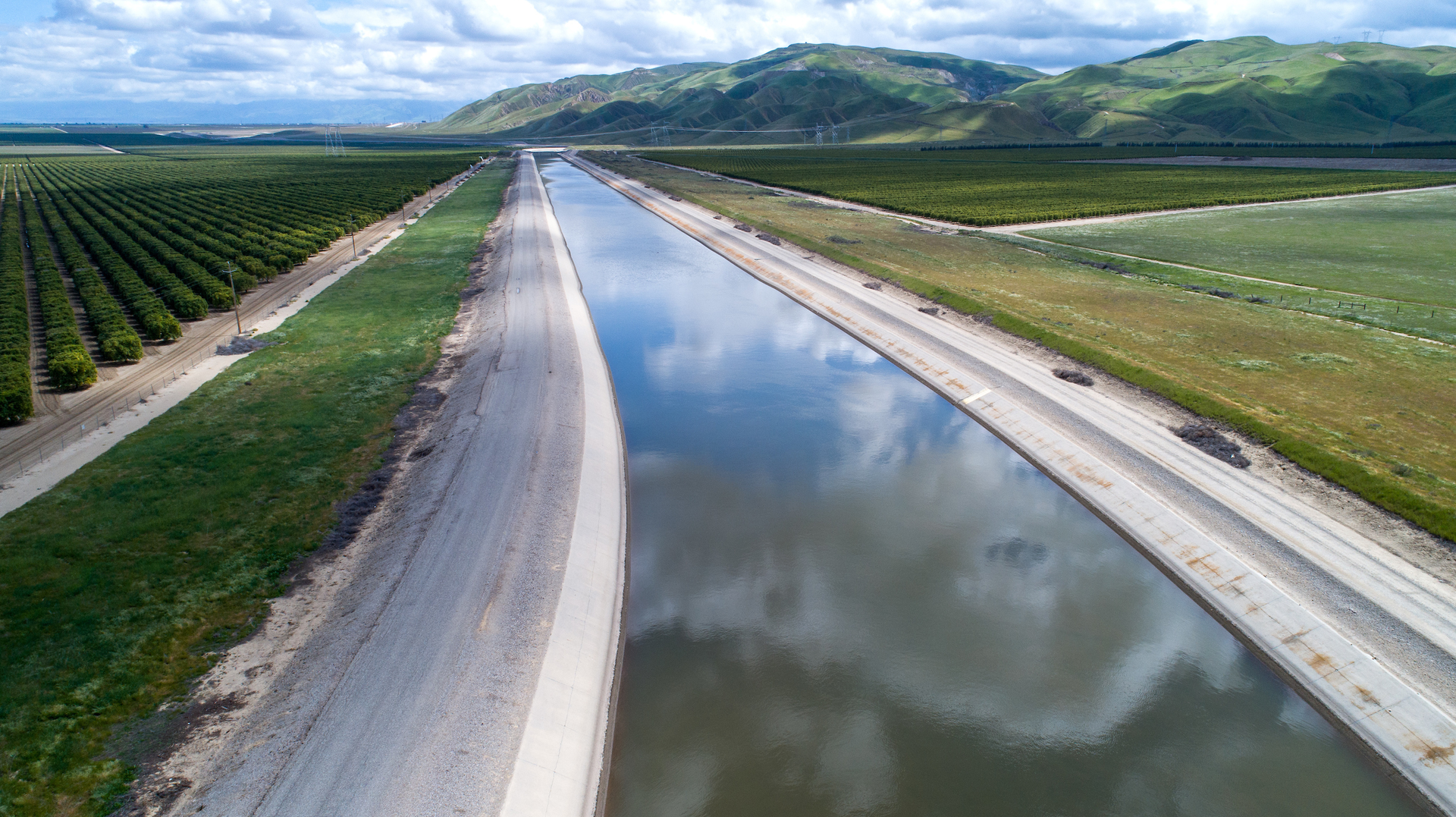 Gone unchecked, subsidence can lead to costly repairs for water conveyance systems, like the one shown here &mdash; a section of the California Aqueduct near the John R. Teerink Pumping Plant in Kern County.