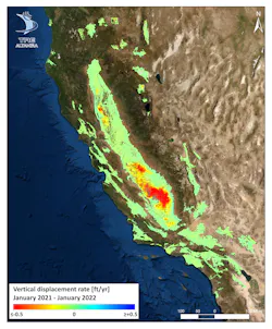 One of TREA’s routine maps shows the cumulative displacement rate of subsidence (in feet) between 2021-2022. One of TREA’s routine maps shows the cumulative displacement rate of subsidence (in feet) between 2021-2022.