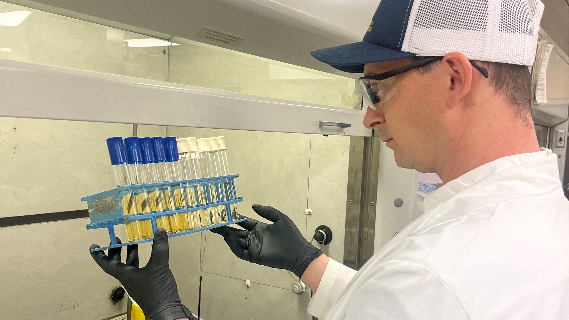 On an average day, the lab conducts 10 to 15 tests for operations. Laptops are positioned at the different sampling and analyzing stations for ease of access.