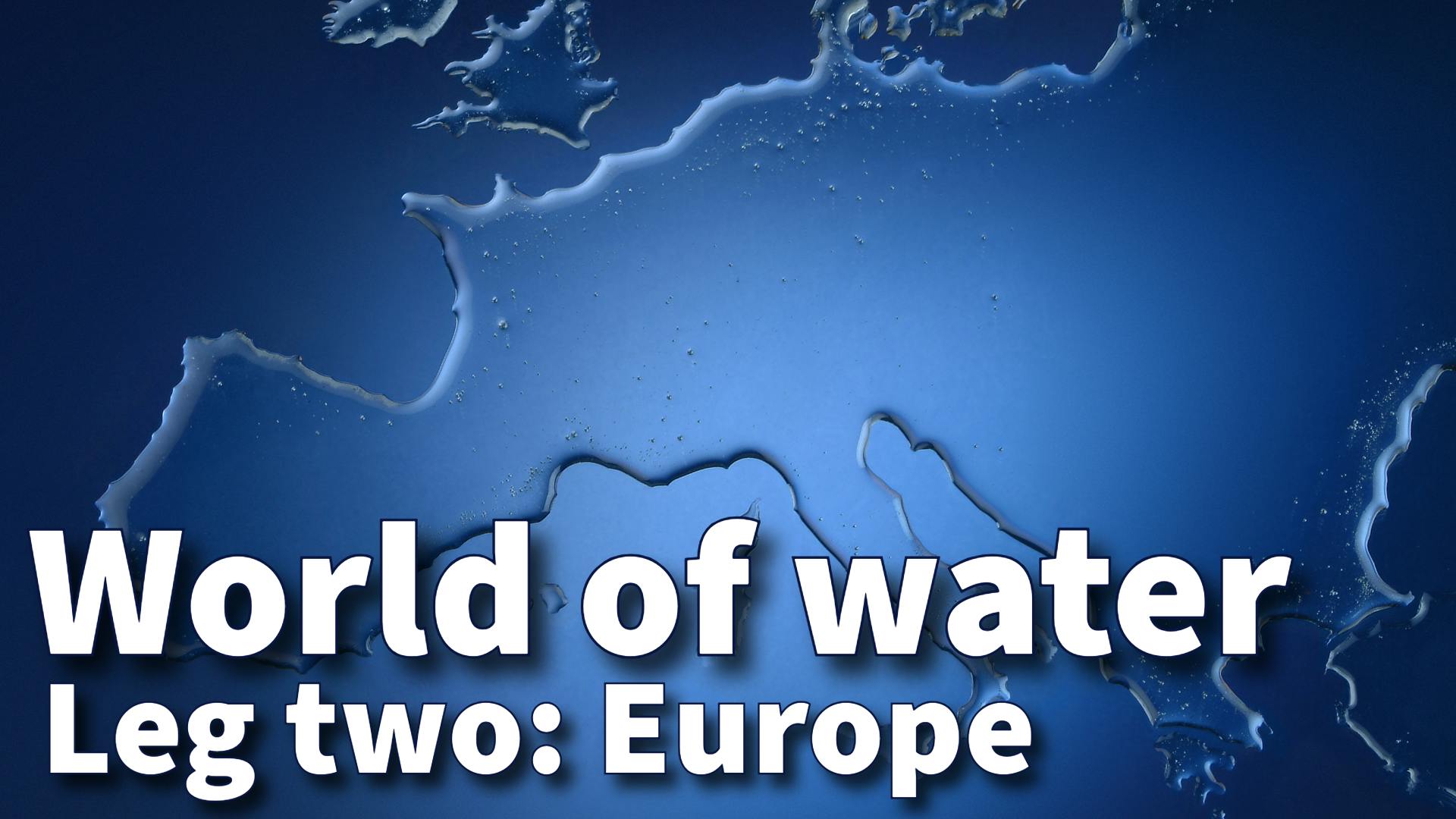 Europe map made with water over a blue background
