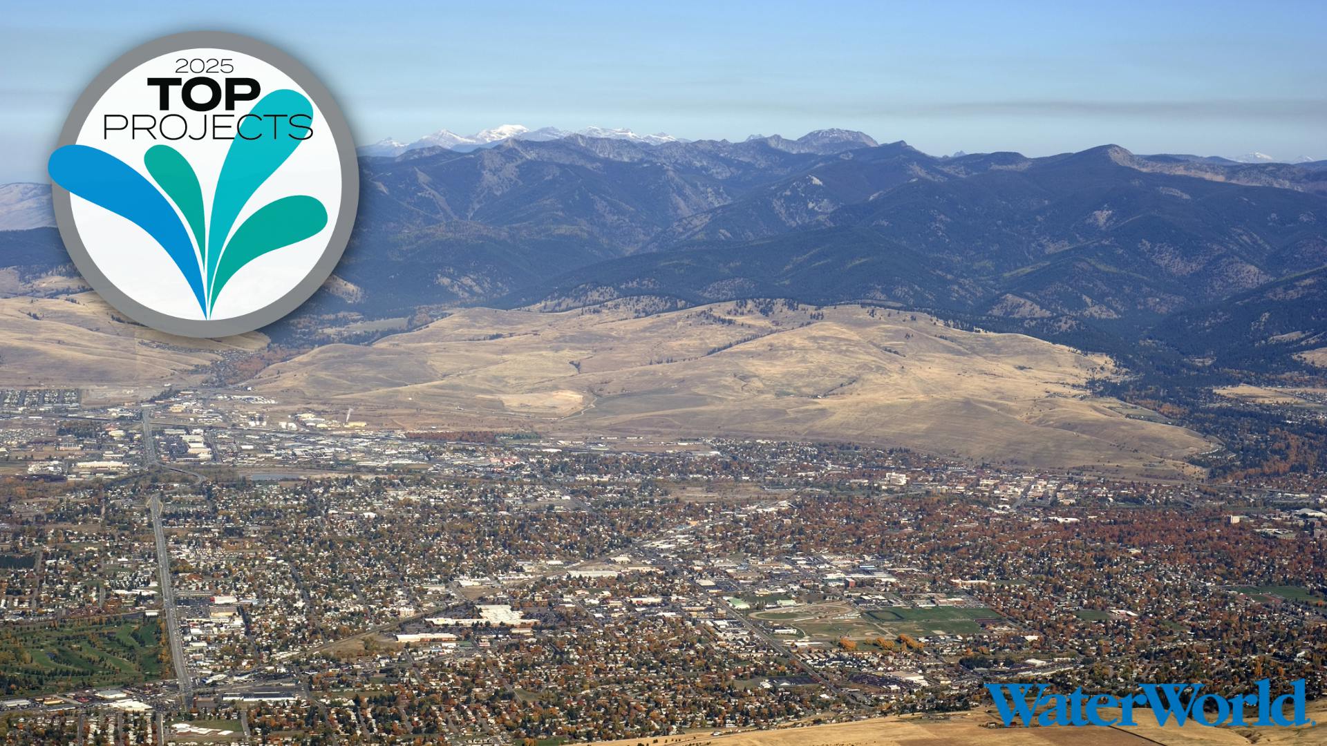 Aerial view of the city of Missoula in Western Montana