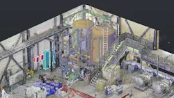 3D Point Scan of Existing Cleaning and Neutralization System (Photo credit: Brown and Caldwell). 3D Point Scan of Existing Cleaning and Neutralization System (Photo credit: Brown and Caldwell).