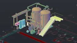 CAD Model Developed from Area 3D Point Scan (Photo credit: Brown and Caldwell). CAD Model Developed from Area 3D Point Scan (Photo credit: Brown and Caldwell).